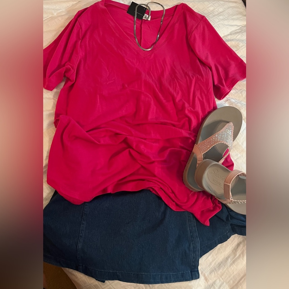 Zenana plus size top in hot pink or aquamarine